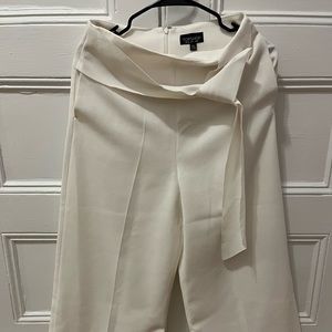 Topshop white wide leg crop trousers